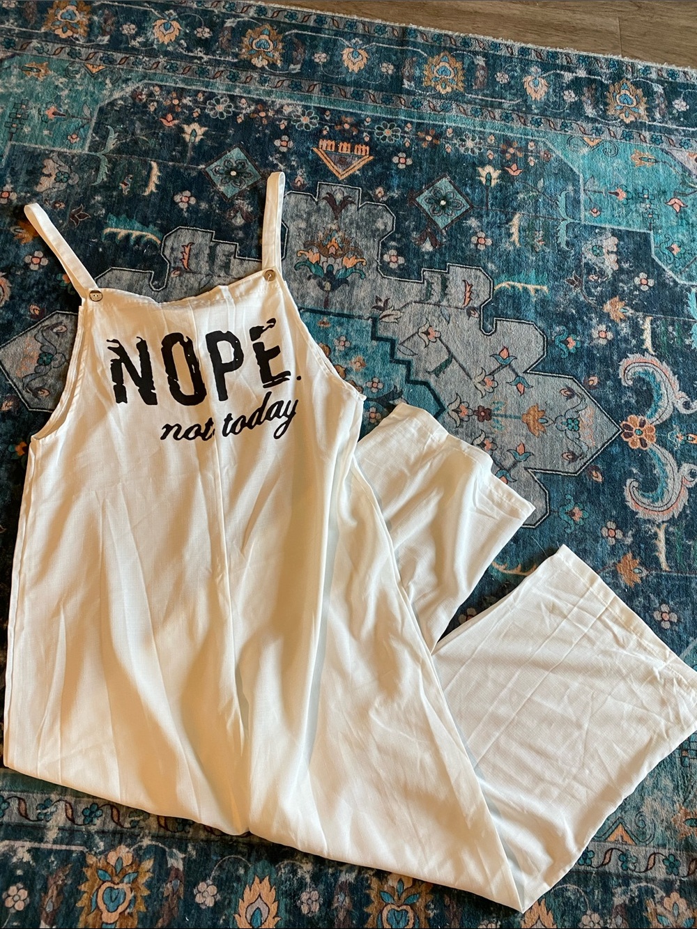 NWOT Cloth overalls - "Nope, Not Today"